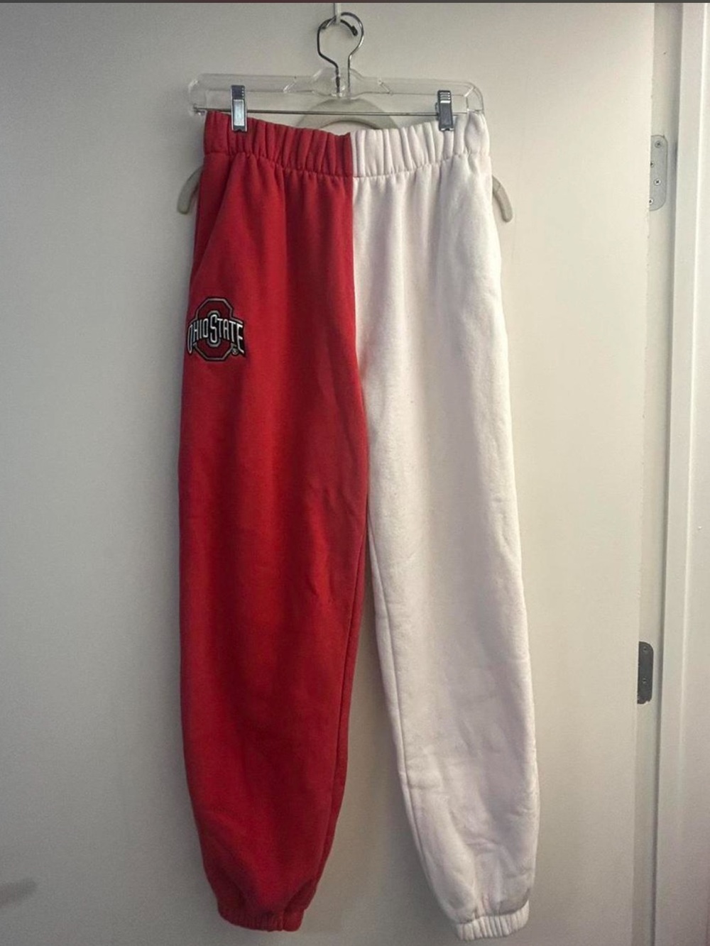 HYPE AND VICE OHIO STATE BUCKEYES Two-Tone Red & White Sweatpants
